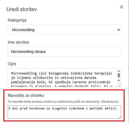 Primer avtomatskih navodil - email potrditev s pripravo
