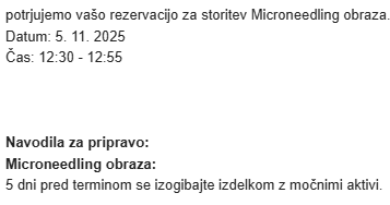Primer avtomatskih navodil - podrobna priprava